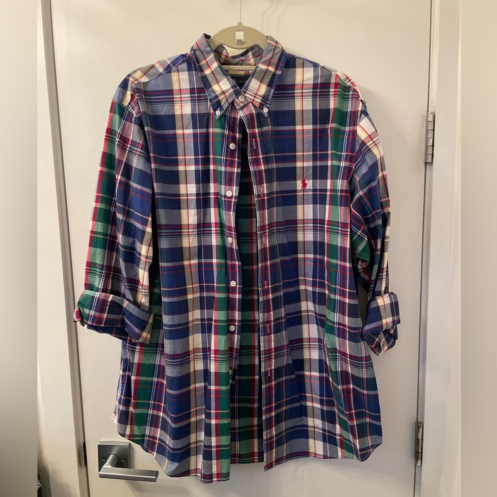 Ralph Lauren long sleeve plaid button down size XL custom fit